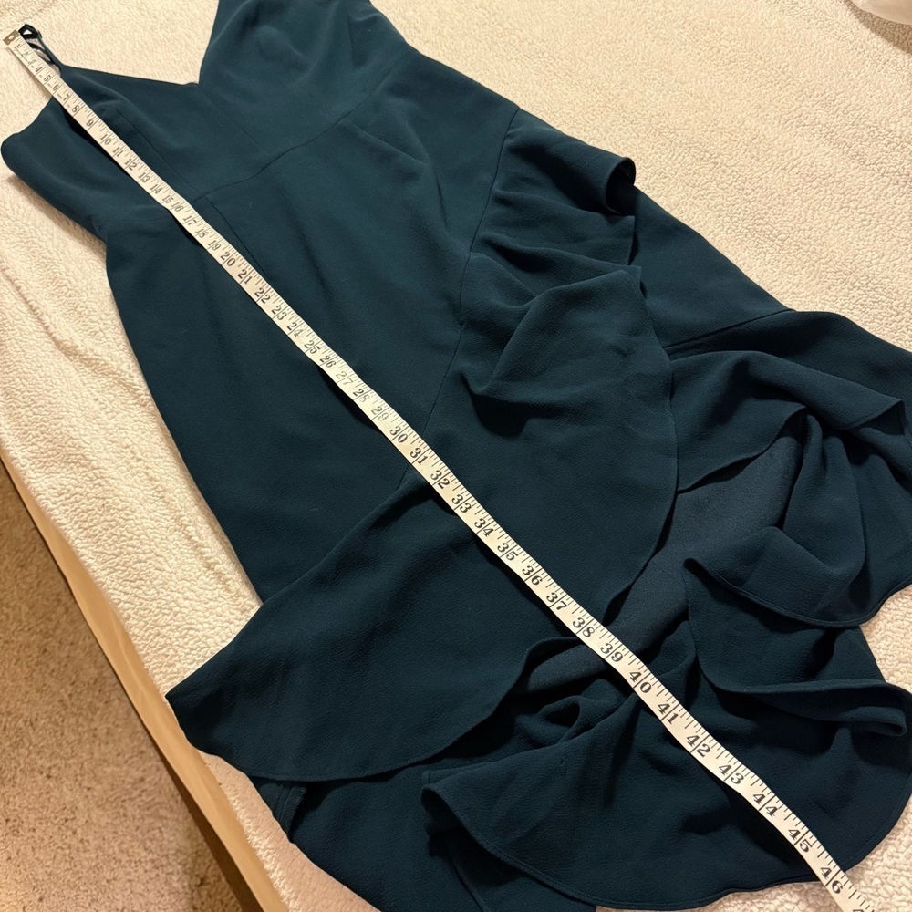 Dress the Population Wendy Sleeveless Ruffle Midi Dress Pine Green High Low - Picture 7 of 10